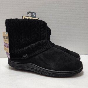 New Muk Luks Cable Knit Bootie Slippers - Black - Size XL 11/12